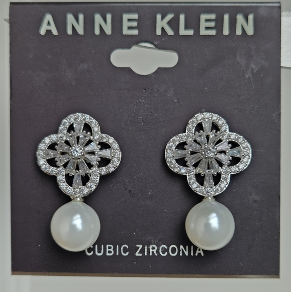 Anne KleinPearl Crystal Drop Earrings - Picture 6 of 10